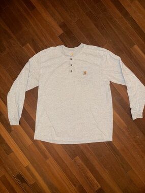 Carhartt Light Heather Gray Long-Sleeve Henley Shirt